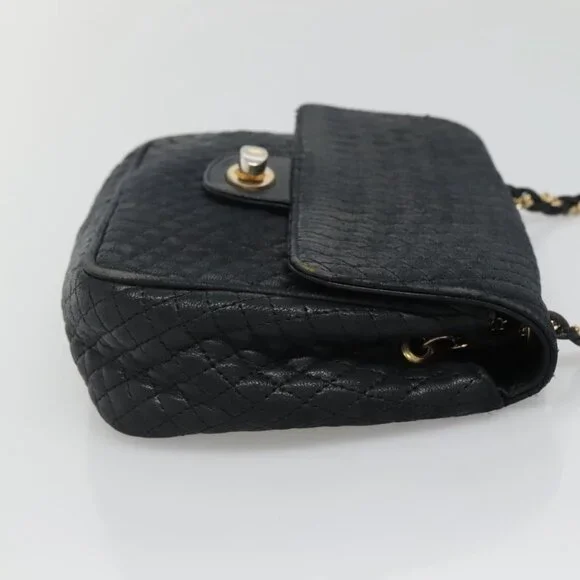 Authentic BALLY Chain Shoulder Bag Leather Black Gold - Picture 10 of 16